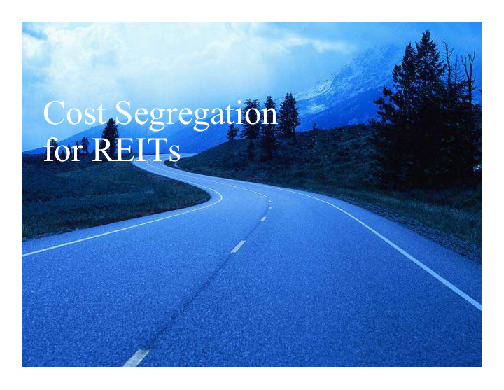 cost segregation for reits