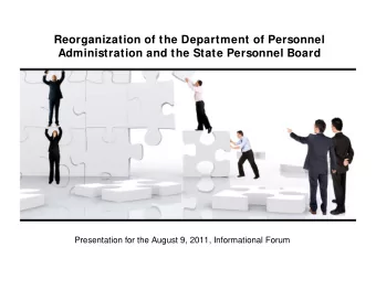 Reorganization of the Department of Personnel  Administration and the State Personnel Board