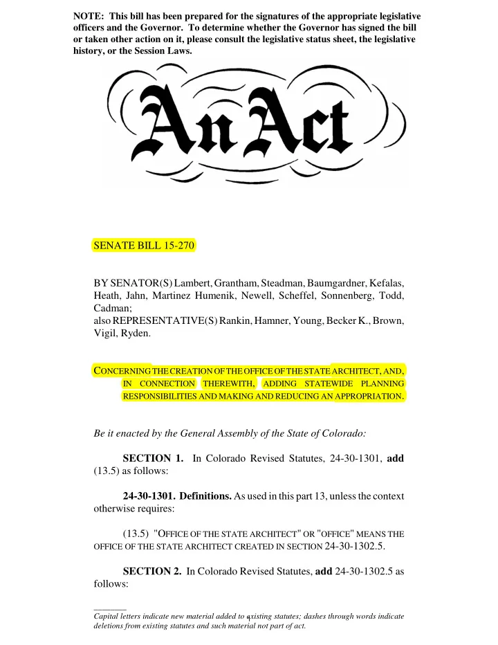 senate bill 15 270 by senator s lambert grantham steadman