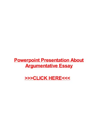 &gt;&gt;&gt;CLICK HERE&lt;&lt;&lt;  Powerpoint presentation about argumentative essay La Sarre.