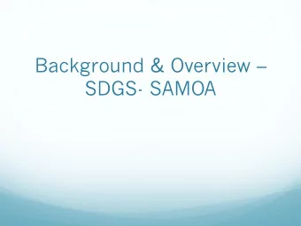 SDGS- SAMOA  Samoas role in the lead up to the  Agenda 2030 summit Through Samoas mission in
