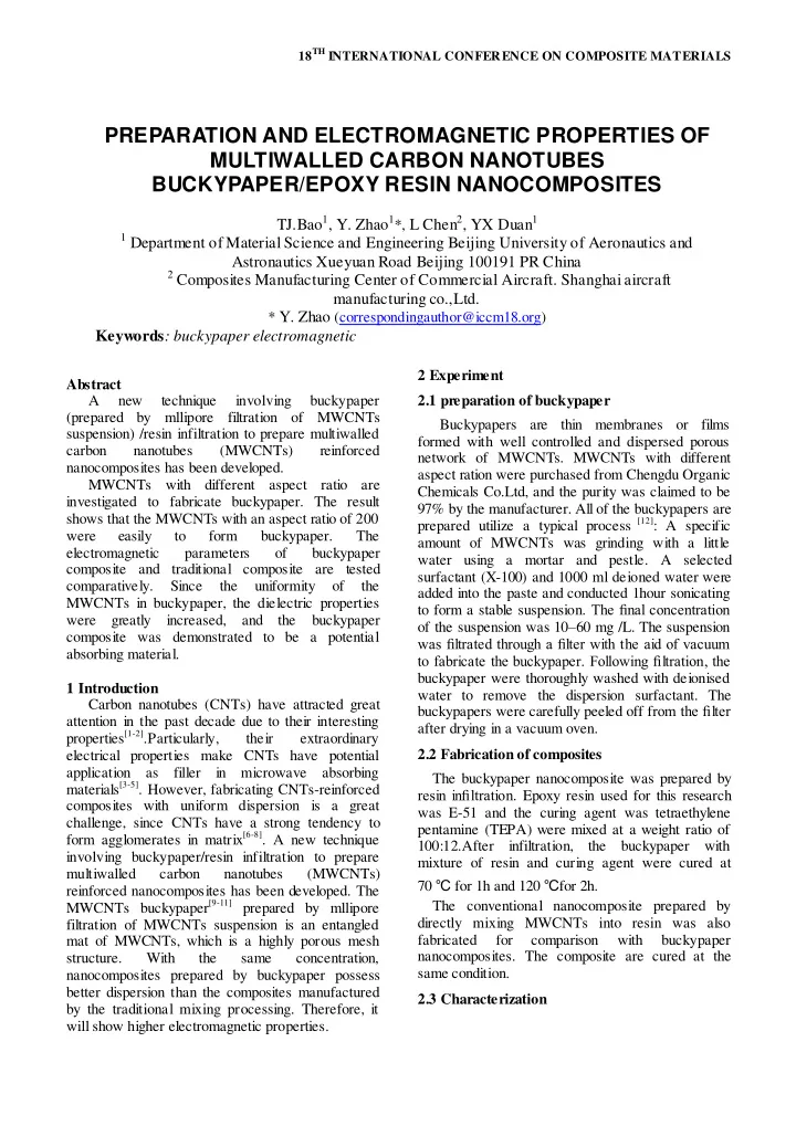 preparation and electromagnetic properties of multiwalled