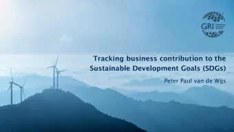 Tracking business contribution to the  Sustainable Development Goals (SDGs)  Peter Paul van de Wijs
