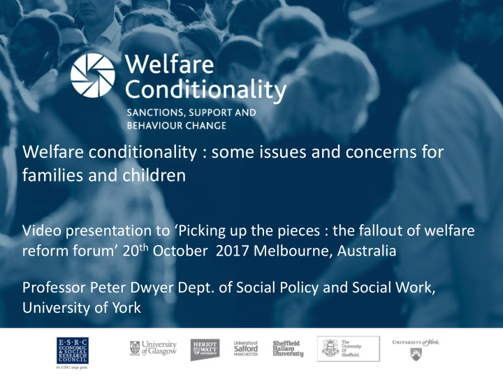 welfare conditionality some issues and concerns for