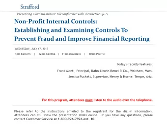 Non-Profit Internal Controls:  Establishing and Examining Controls To Prevent Fraud and Improve