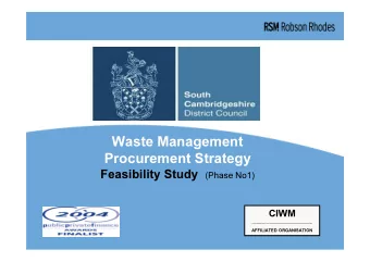 Waste Management  Procurement Strategy  Feasibility Study  (Phase No1)  CIWM