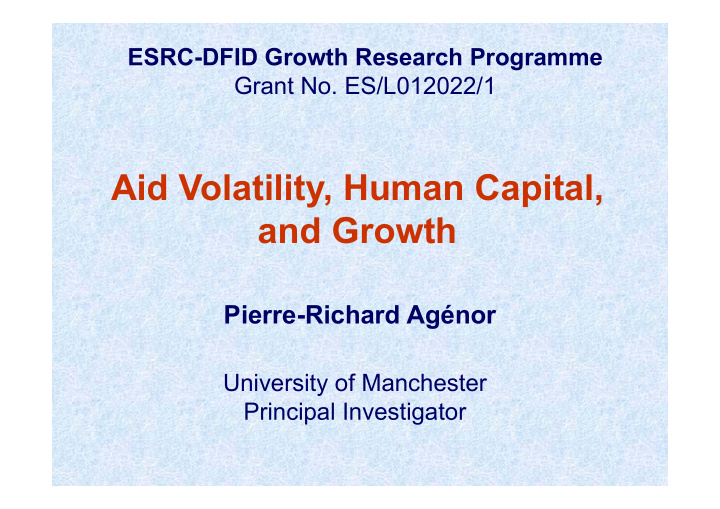 aid volatility human capital and growth