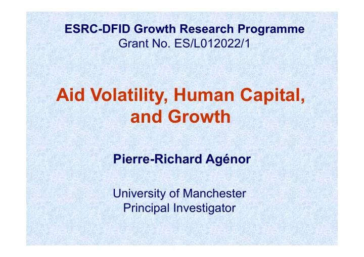 aid volatility human capital and growth