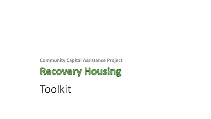 toolkit rec ecovery ho housi using dev evel elopm pmen