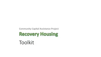 Toolkit  Rec  ecovery Ho  Housi  using  Dev  evel  elopm  pmen  ent T  Toolkit   BUDGET T  TOOL