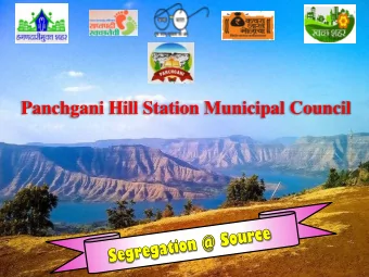Panchgani Hill Station Municipal Council  A journey towards 100 % clean city  History  Scenic