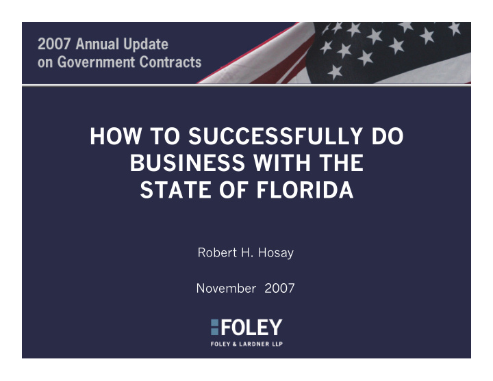 how to successfully do business with the state of florida
