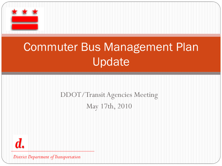 commuter bus management plan update