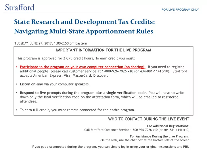 for live program only state research and development tax