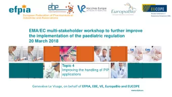 EMA/EC multi-stakeholder workshop to further improve  the implementation of the paediatric