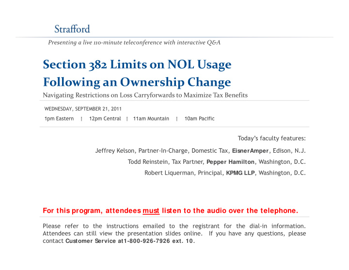 section 382 limits on nol usage following an ownership