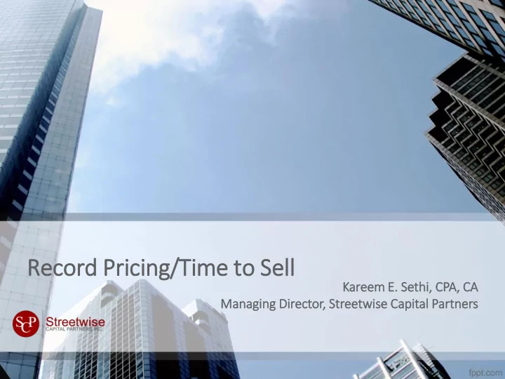 record pri ricing time to to se sell