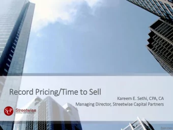 Record Pri  ricing/Time to  to Se  Sell  Kareem E.  . Seth  thi, CP  CPA, CA  CA  Managin  ing Di