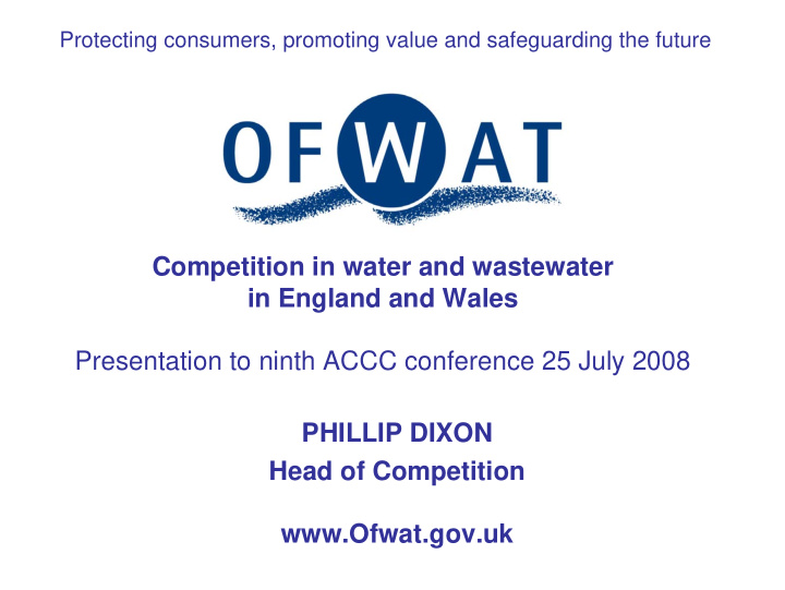 competition in water and wastewater in england and wales