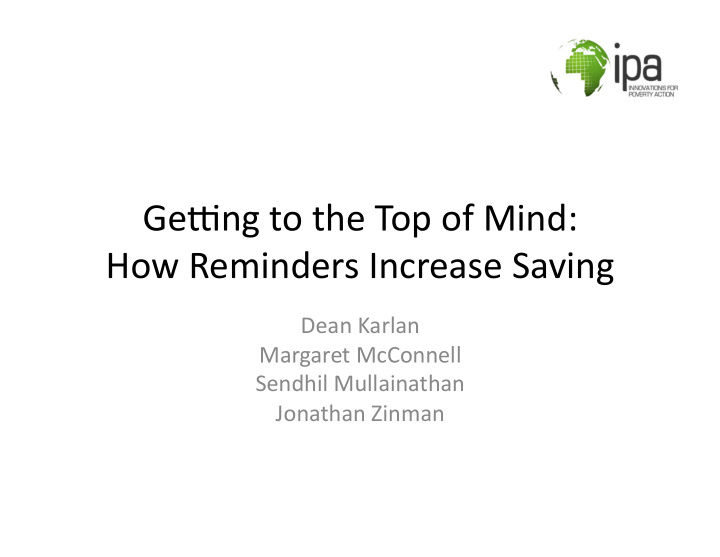 ge ng to the top of mind how reminders increase saving
