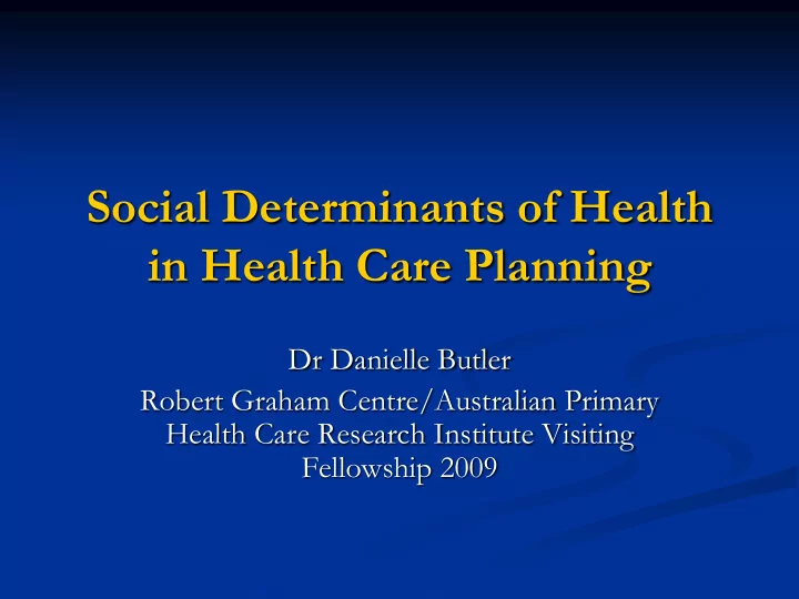 in health care planning
