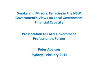 Smoke and Mirrors: Fallacies in the NSW  Governments Views on Local Government Financial