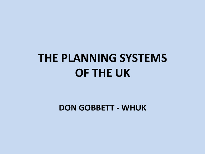 the planning systems of the uk