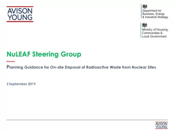 NuLEAF Steering Group P lanning Guidance for On-site Disposal of Radioactive Waste from Nuclear