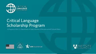 Critical Language  Scholarship Program  A Program of the U.S. Department of States Bureau of
