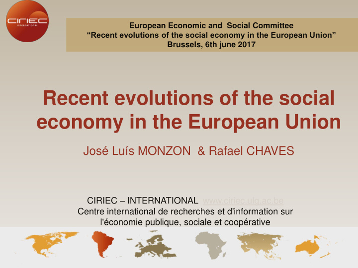recent evolutions of the social economy in the european