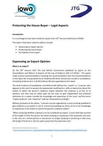 Protecting the House Buyer  Legal Aspects  Introduction It is a privilege to have been invited