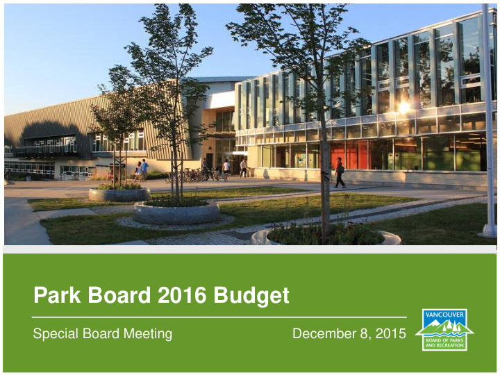 park board 2016 budget