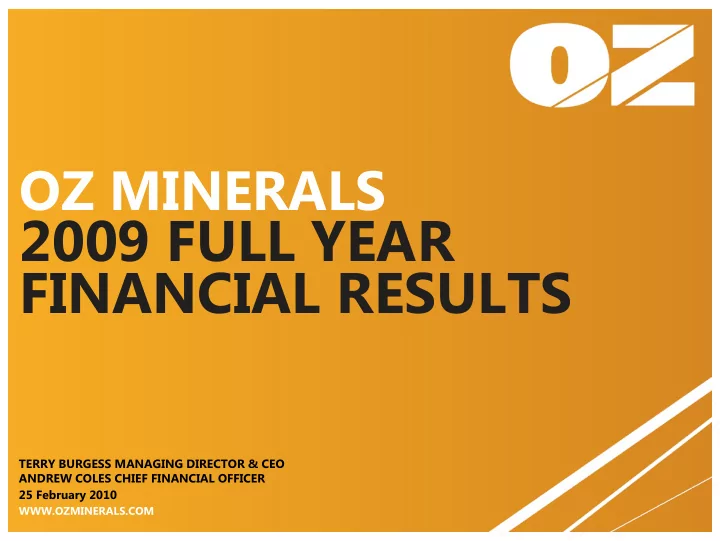 2009 full year financial results