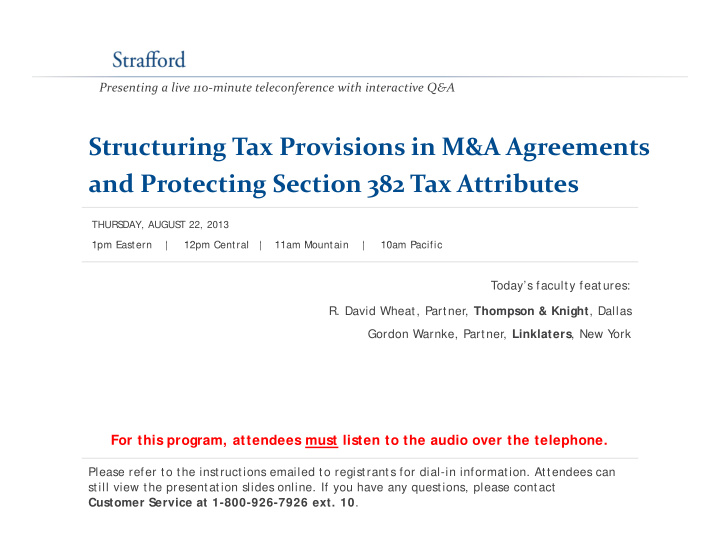 structuring tax provisions in m a agreements and