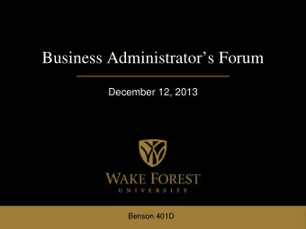 Business Administrators Forum  December 12, 2013  Benson 401D  Agenda What's new with Pcard?