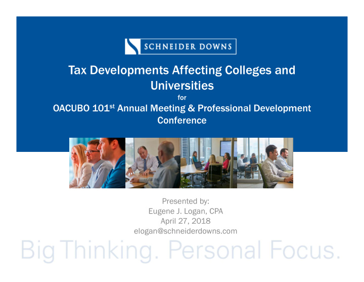 tax developments affecting colleges and universities