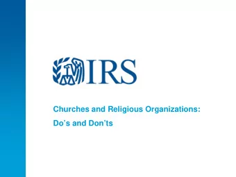 Churches and Religious Organizations:  Dos and Donts  Churches &amp; Tax Law  Some history