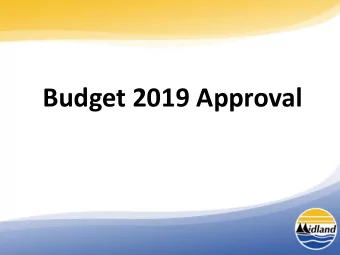 Budget 2019 Approval  2019 Tax Supported Municipal Budget  Before addition of 1% capital levy: