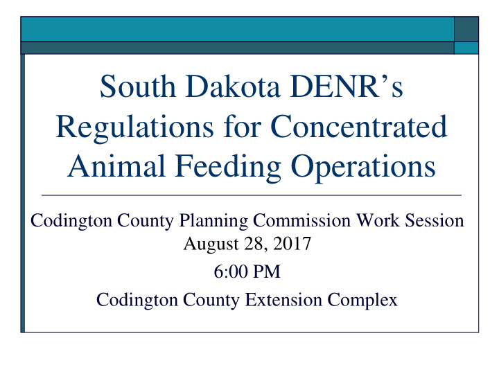 south dakota denr s regulations for concentrated animal