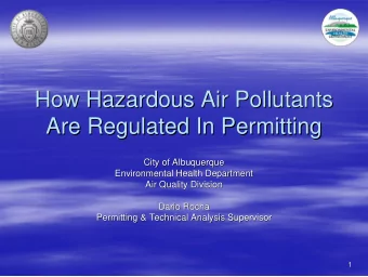 How Hazardous Air Pollutants  How Hazardous Air Pollutants  Are Regulated In Permitting  Are