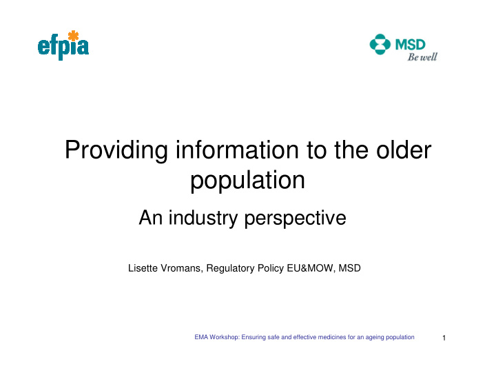 providing information to the older population