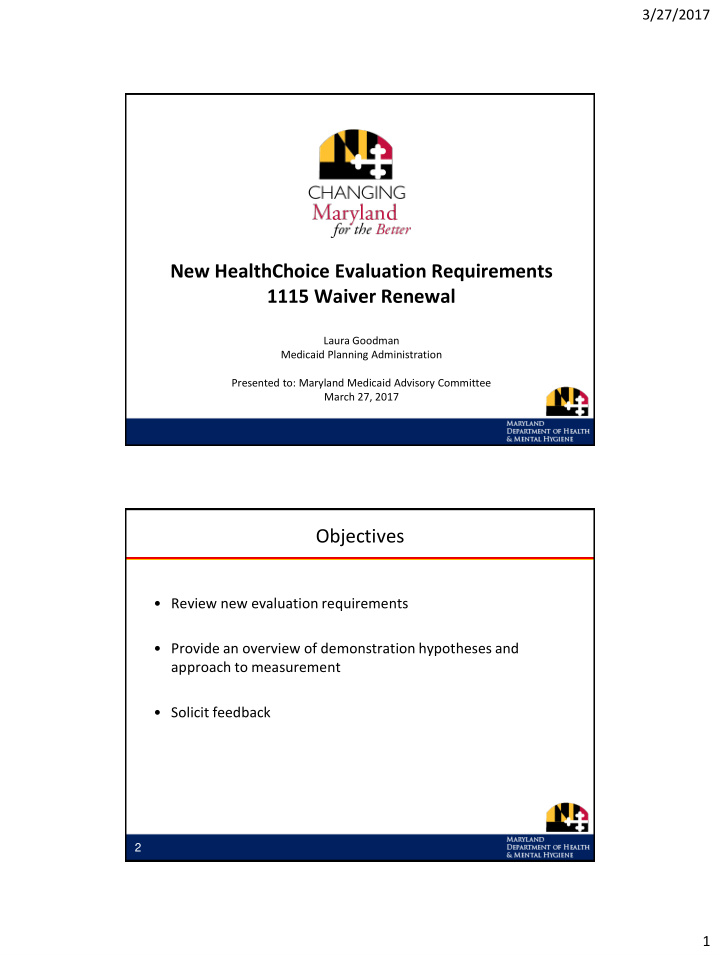 new healthchoice evaluation requirements 1115 waiver