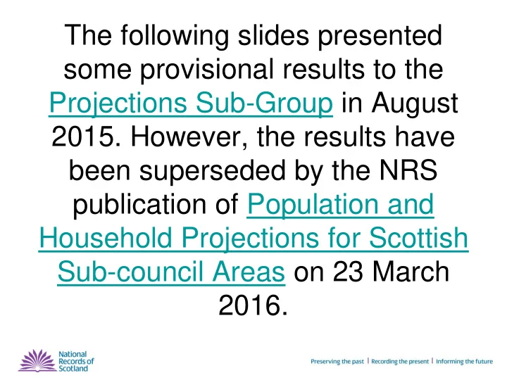 some provisional results to the