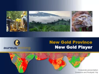 New Gold Play  New Gold Player  er  Corporate presentation Investors and Analysts trip