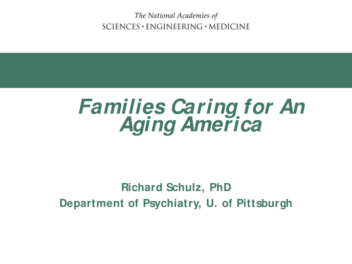 families caring for an aging america