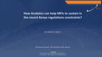 How Analytics can help MFIs to sustain in  the recent Kenya regulations constraints?  MFI ANALYTICS