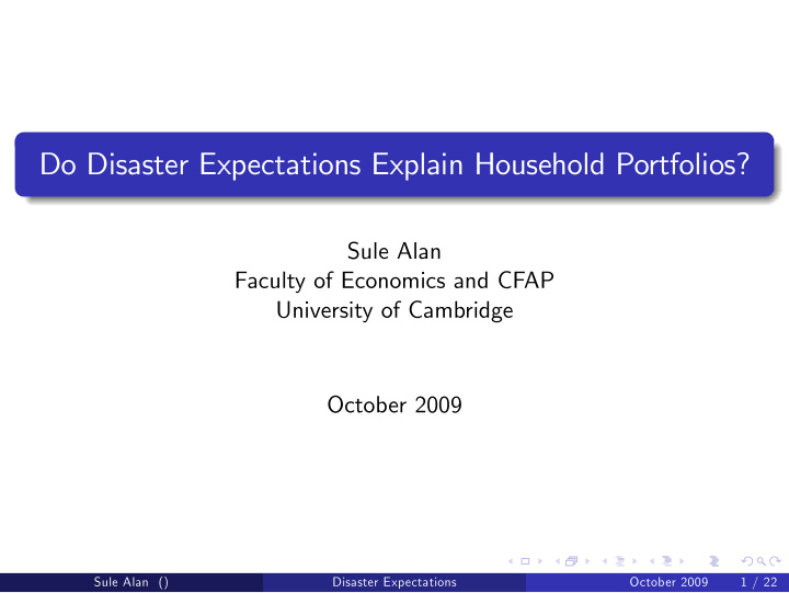 do disaster expectations explain household portfolios