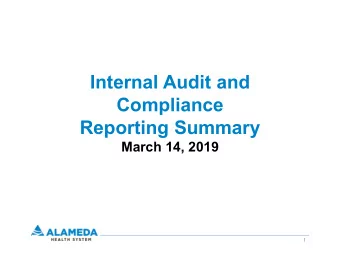 Internal Audit and  Compliance  Reporting Summary  March 14, 2019  1  Compliance Long Range Plan