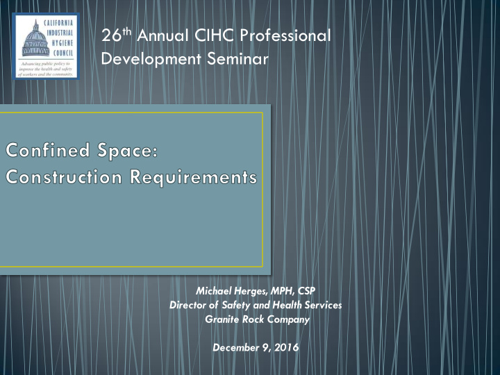 26 th annual cihc professional development seminar