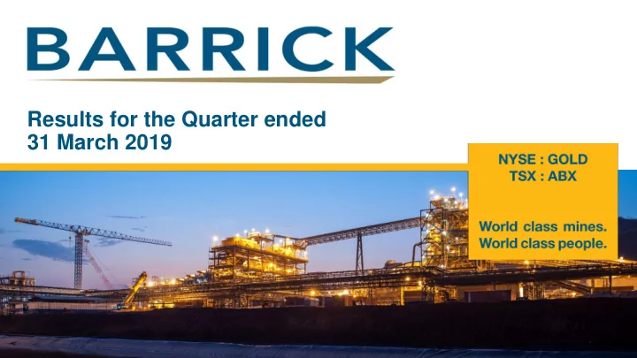 results for the quarter ended